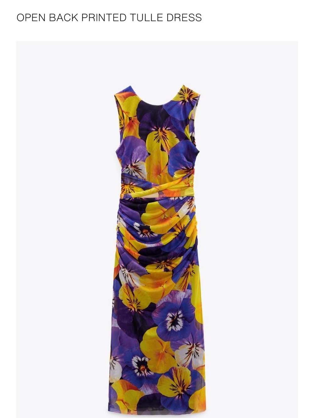 Zara Yellow & Purple Floral Open-Back Tulle Dress